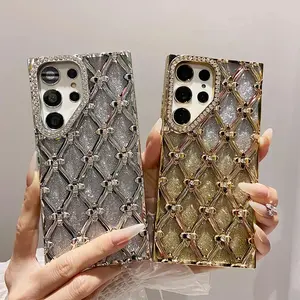 Fashion Glitter Electroplating Rhinestone Flower Case for Samsung S26 ULTRA S25 S24 S23 FE A26 A16 Soft Clear Shockproof Cover