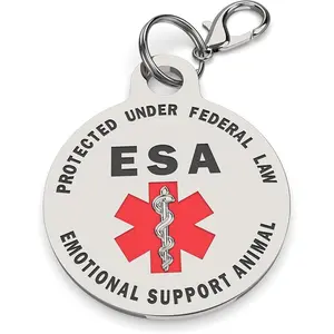 Double Sided Small Breed Emotional Support Animal ESA ID Tag Red Medical Alert Symbol Protected by Federal Law .999 inch ID Tag Easily Switch Between Collars Harness and Vest