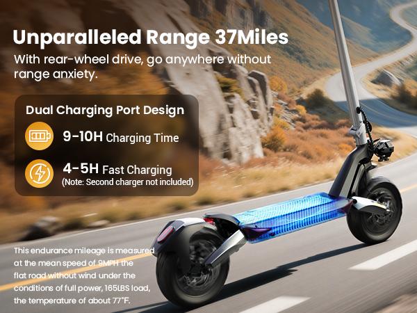 R1 PRO Electric Scooter for Adults, 1600W Dual Motor, 11" Off-Road Tires, 37 Miles Long Range, 28MPH Max Speed, 330LBS Capacity, Bionic Dual Suspension Fast Escooter for Commuting & Adventure
