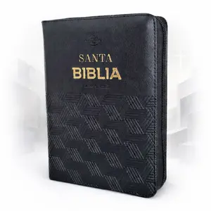 Biblia con Cierre Portatil Letra Grande 12 puntos RV1960 imit piel negro geometrico con indice