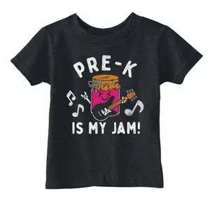 Toddler Funny T Shirts Pre K Is My Jam Sarcastic School Graphic Novelty Tee For Young Kids Funny Toddler Shirts Music Apparel for Toddler Funny Food Apparel Childrens Graphic Tees Black
