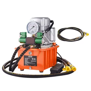 VEVOR Electric Hydraulic Pump,  10000 PSI 750W 110V 488 in³/8L Capacity, Double Acting Solenoid Valve, Electric Driven Hydraulic Pump Power Pack Unit with Pedal Switch for Punching/Bending/Jack Machine
