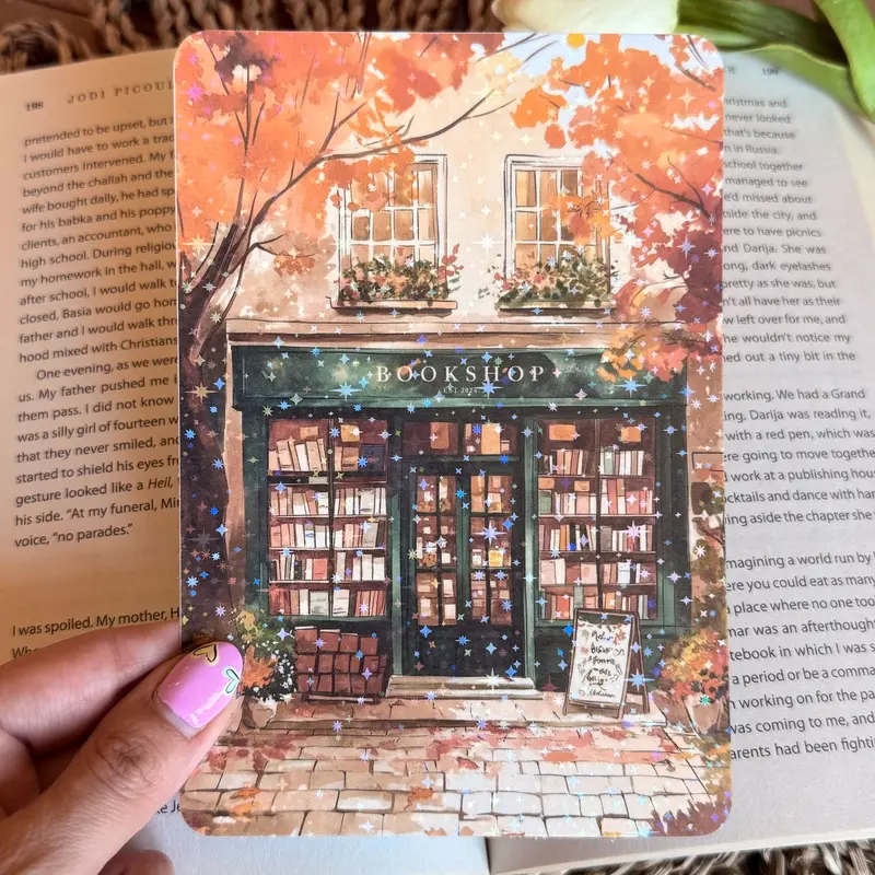Fall Bookshop Kindle Insert Laminated Cardstock for Kindle Case, Holiday Holographic Kindle Paperwhite Insert