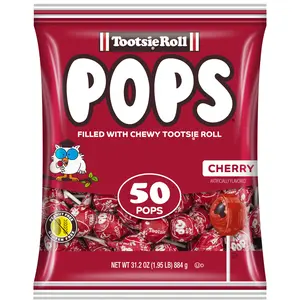 Tootsie Pops Single Flavor Bag - Cherry Flavored Lollipops with Chocolatey Center - Individually Wrapped Hard Candy - Red Candy - Peanut Free, Gluten Free, 50 Count (Pack of 1), 1.95lb