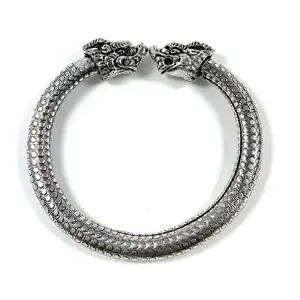 Antique Norse Bracelet With Lion Heads & Dotted Pattern