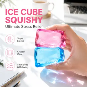 Ice Cube Squishy Stress Ball - Viral Gel Cube Toy for Calming, Focus, and Sensory Needs