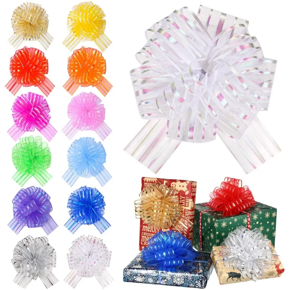 24 pcs Pull Bows Decorative Party Gift Wedding Ribbon Bows 6 Inch Large Pull Bows for Party, Christmas, Valentine's Day, Wedding, Birthday