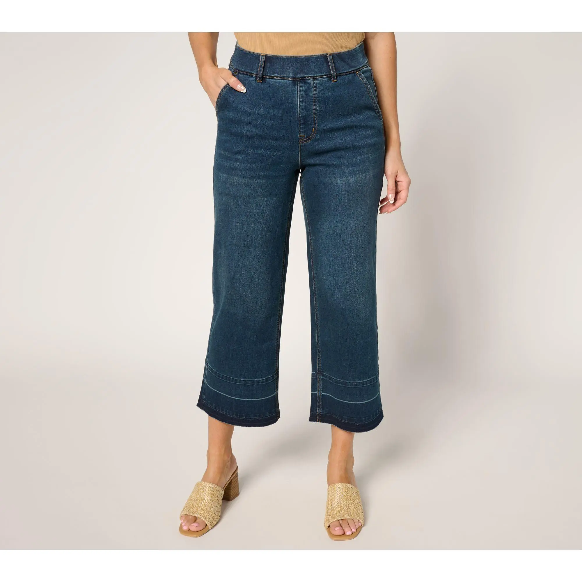 Isaac Mizrahi Live! Tall True Denim Indigo Relaxed Crop Jeans