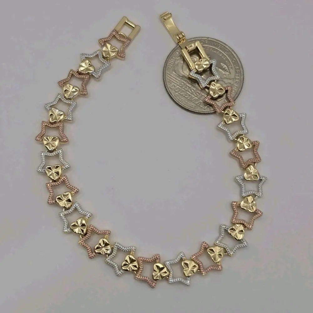 Bracelet beautiful style with star's gold-plated three colors fashion design 7"inches