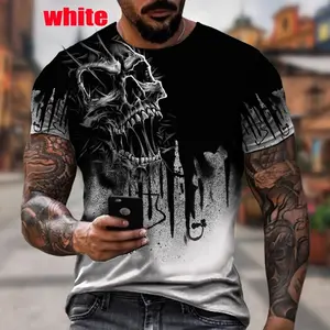 Men'S And Women'S Casual Round Neck Short Sleeved Harajuku Gothic T-Shirt Sports T-Shirt Summer New Fashion Skull 3D T-Shirt