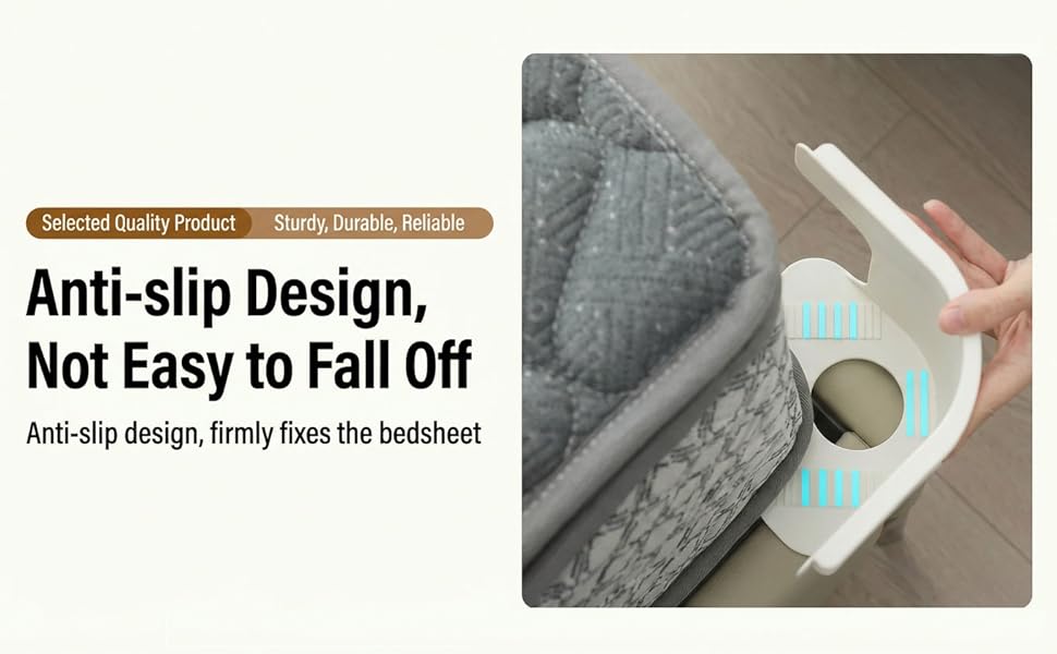 4-Point Bed Sheet Holder with Non-Slip, Stable Design - Hidden Snap Clips for Secure Bedding, Easy Installation, Durable Polypropylene (PP) Material, Available in White & Gray, Bed Sheet Holder, Smooth End, Robust Build