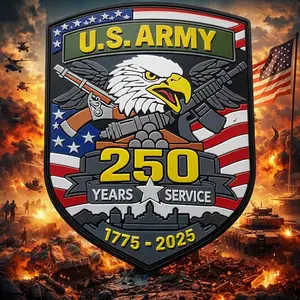 US ARMY 250 Years of Service Full Color Patch Patriotic Military Iron On Sew On Badge