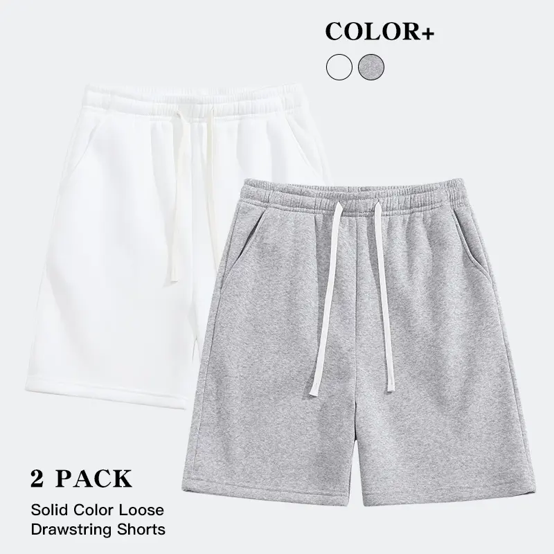 Men’s two-piece set for everyday wear featuring drawstring shorts and solid-color sweatpants, suitable for workouts and jogging to create a street-casual style.