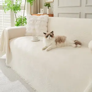 Solid Color Chenille Sofa Cover Blanket Full Cover Cat Scratch Resistant All-Season Sofa Slipcoverfather son blanketrugs for living roomduvet blankets