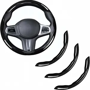 Carbon Fiber Steering Wheel Cover, Glossy Sport Design, Non-Slip Grip, Precise Button Cutouts, Durable Lightweight, Easy Install, Scratch-Resistant