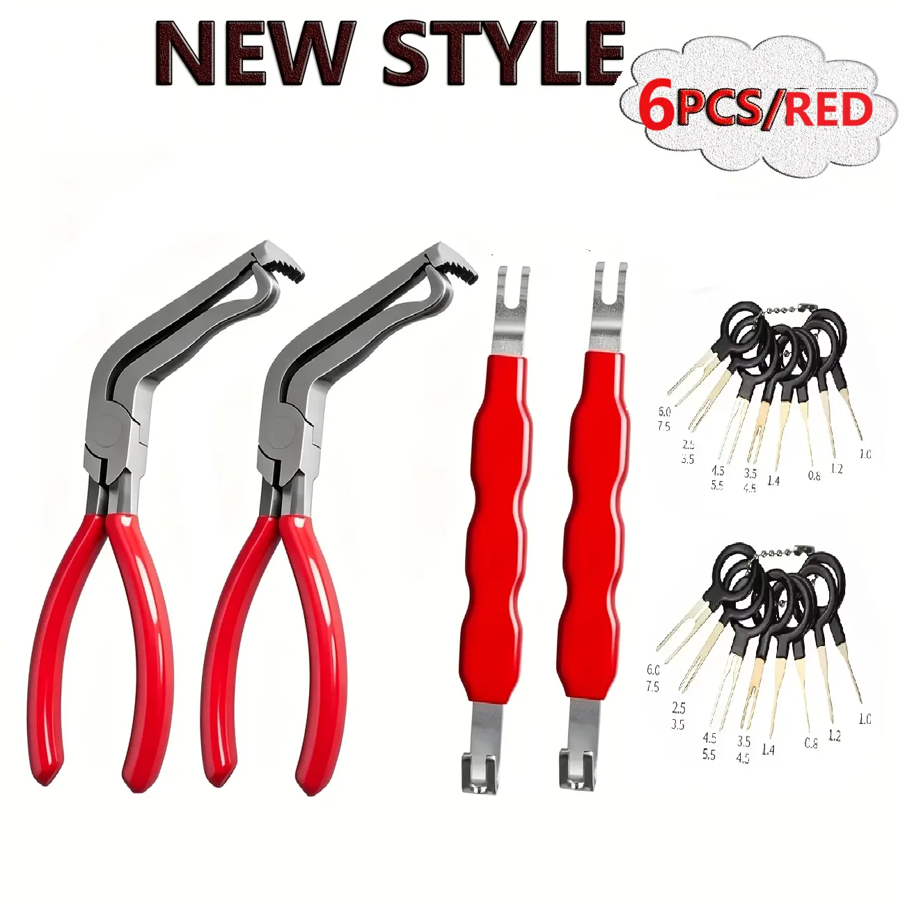 6PCS Automotive Electrical Connector Disconnect Tool Set, Terminal Plug Removal Pliers & Separator Tools, Quick Disconnect Wire Harness Release Tools for Car Auto Wiring Repair