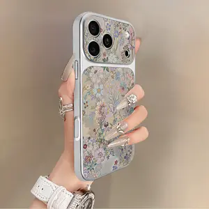 Genuine Lambskin Phone Case with Floral Wildflower Design, Wrist Strap, Anti-Scratch Protection, Compatible with iPhone 17 Pro Max, 16, 15, 14, 13 Pro Models outdoorfun