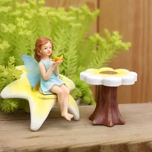 3pcs Fairy Garden Resin Statues, Magic Flower Bench, Outdoor Bonsai Decor, Easter Holiday Gift, Portable Fantasy Gardening, Garden Accessories