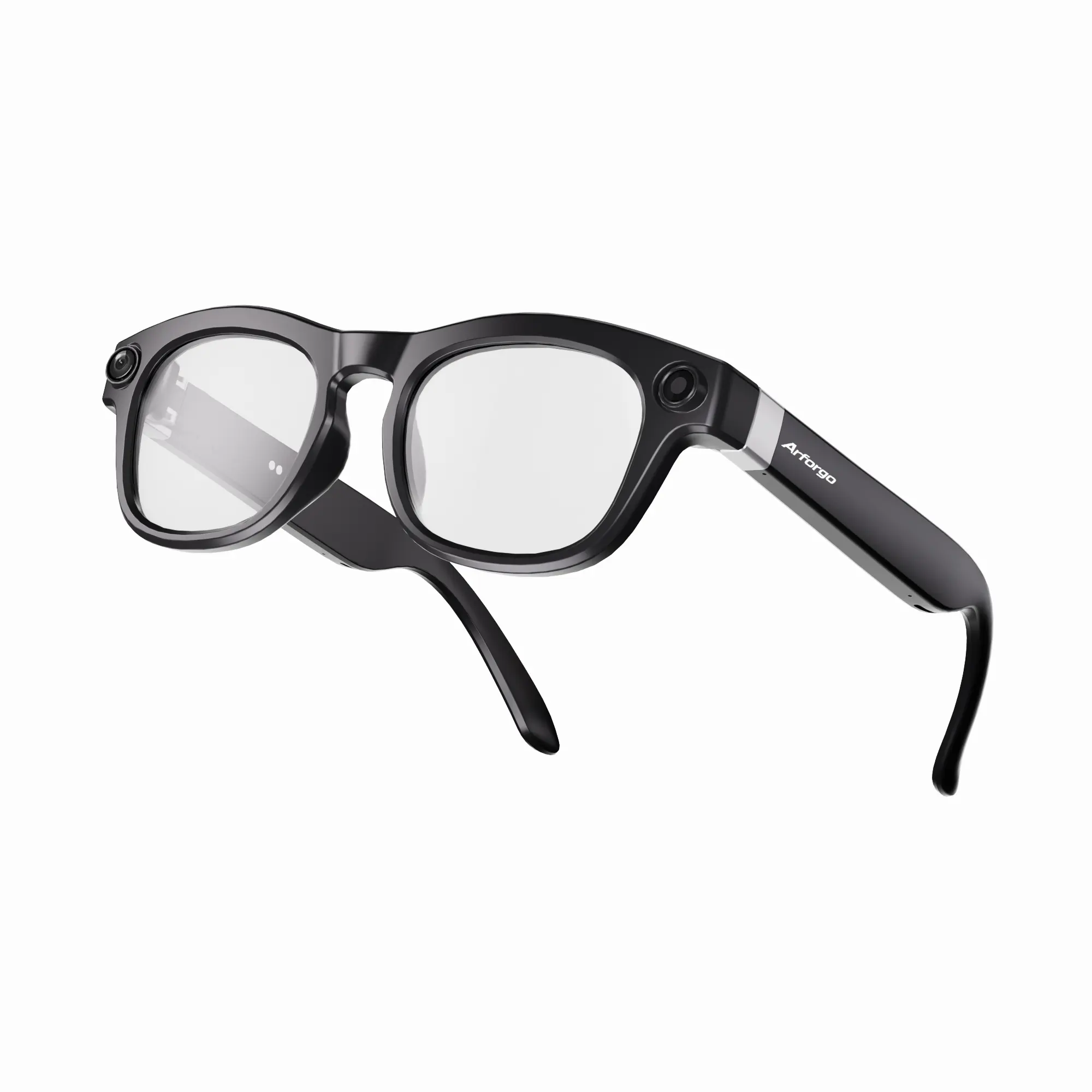 ARFORGO, Large Size (Glossy Black) | Unisex Smart AI  — 8MP Camera, Open-Ear Speakers (Supports Audio/Video Recording & Bluetooth) — Photochromic Lenses — Wearable Technology Multifunctional Sunglasses Translation