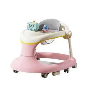 6-18 Months collapsible baby walker ，Foldable Anti-Rollover, Height Adjustable, Multifunctional with Music Tray