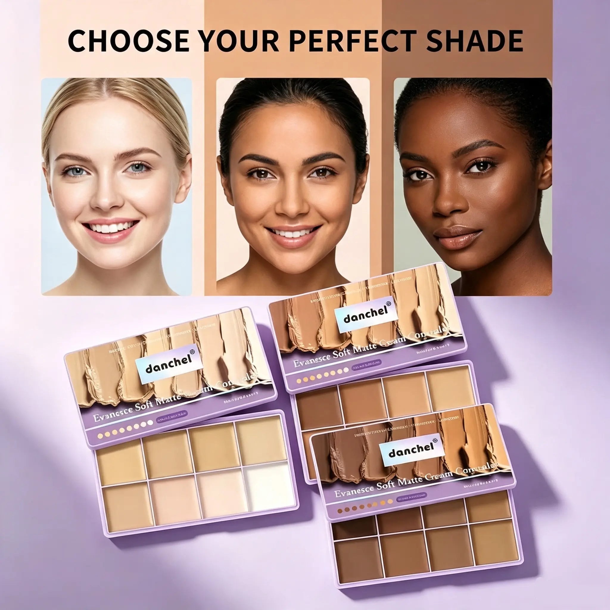 8-Color Cream Concealer Palette, Buildable Color Corrector & Contour Makeup, Soft Matte Finish