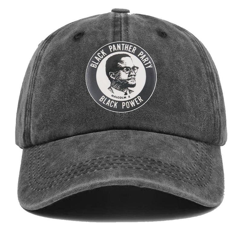 The Black Panther Party Leader Free Huey Newton Caps Vintage 60s Politics Charcoal Gray Hat with Tiger Logo