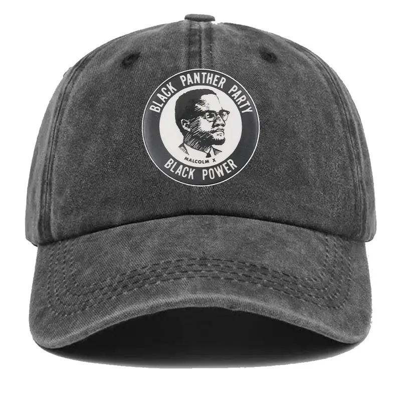 The Black Panther Party Leader Free Huey Newton Caps Vintage 60s Politics Charcoal Gray Hat with Tiger Logo