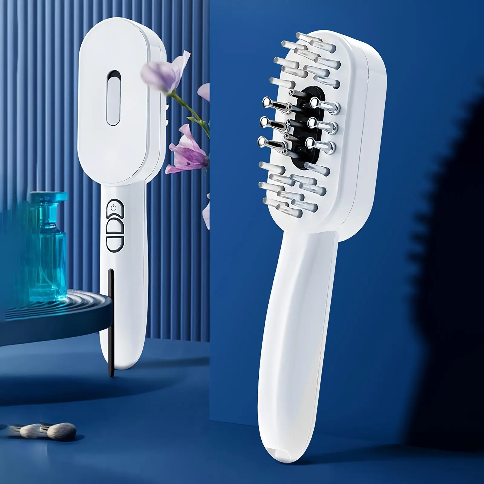 1 Unisex Self-Cleaning Hair Brush with Air Massager, Suitable for All Hair Types, Scalp Massage Comb, Anti-Static Haircut Tool, Suitable for Thick Curly Hair, Adult Hair Care Accessories White hairbrush dandruff remover comb wavy thermal brush