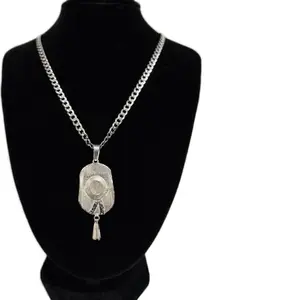 Hat pendant with 4.5mm Cuban chain, both 925 silver