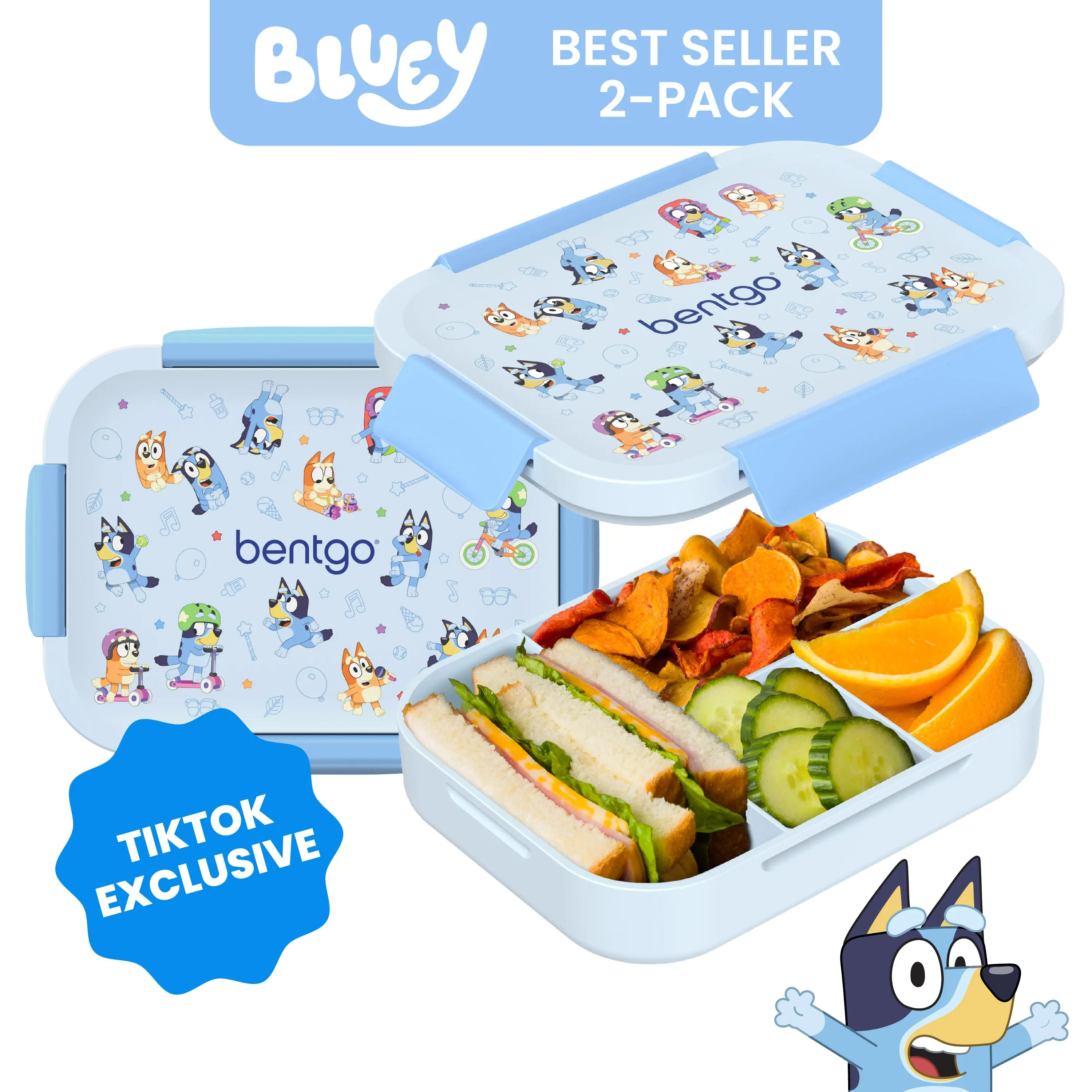 Bentgo + Bluey Kids Snap & Go Lunch Box (2 Pack)
