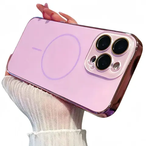 Luxury Electroplated Magnetic Snap-On Cellphone Protector - TPU-PC Mix Protective Casing, Strong Mag Hold, HD Camera Protection, Anti-Scratch, Anti-Fingerprint for iPhone 17,16,15,14,13,12,11 Pro Max | Handheld Devices Accessories