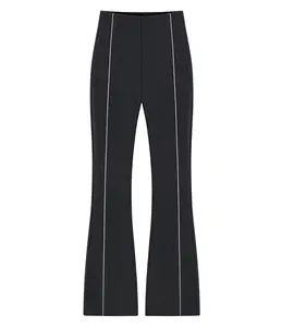 Black women’s high-waisted wide-leg pants with a slight flare and a drapey feel, slimming and suitable for commuting and casual wear