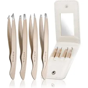 Tweezers for Women Facial Hair Precision Ingrown Hair Tweezer Set 4 Pcs Travel Eye Brow Tweezers Bulk