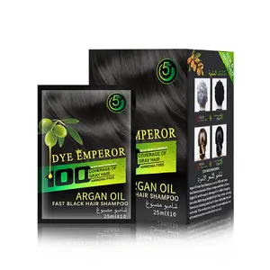 DYE EMPEROR 3 in 1 Black Hair Dye Shampoo - Argan oil Can cover gray hairs, Natural Haircoloring, Quick hair dye, Fast black hair shampoo， Long Lasting Conditioner Flawless, 25ml*10