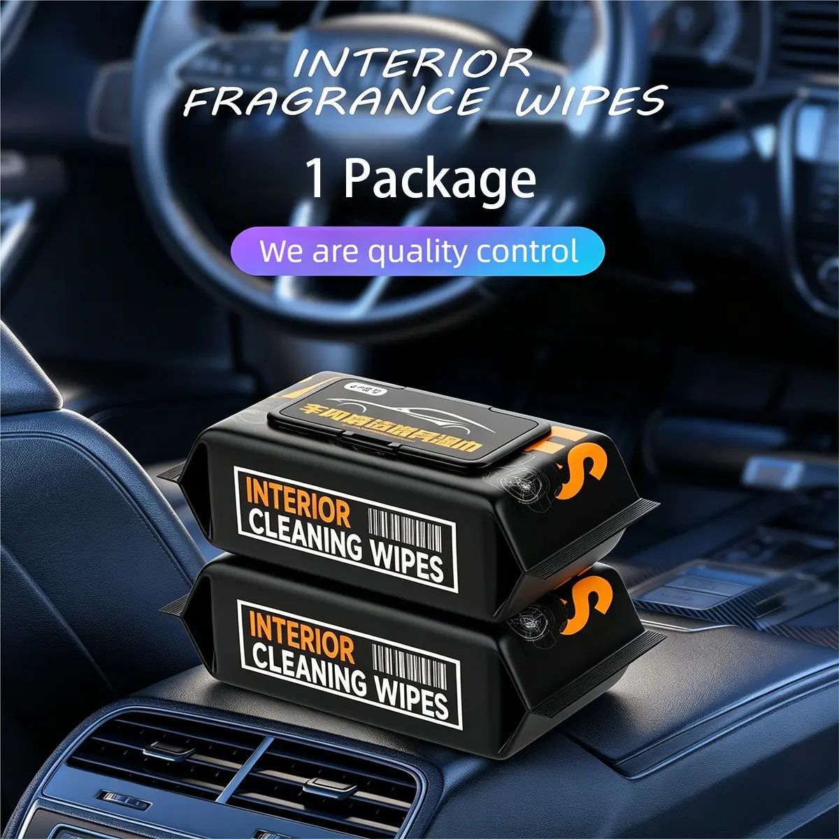 Car Interior Cleaning Wipes, 80 Count Leather Cleaner Wipes for Auto Dashboard Steering Wheel Seats Door Panels Glass, Multi Surface Wipes Remove Dust Grease Stains, Quick Shine Refresh, Car Detailing Products