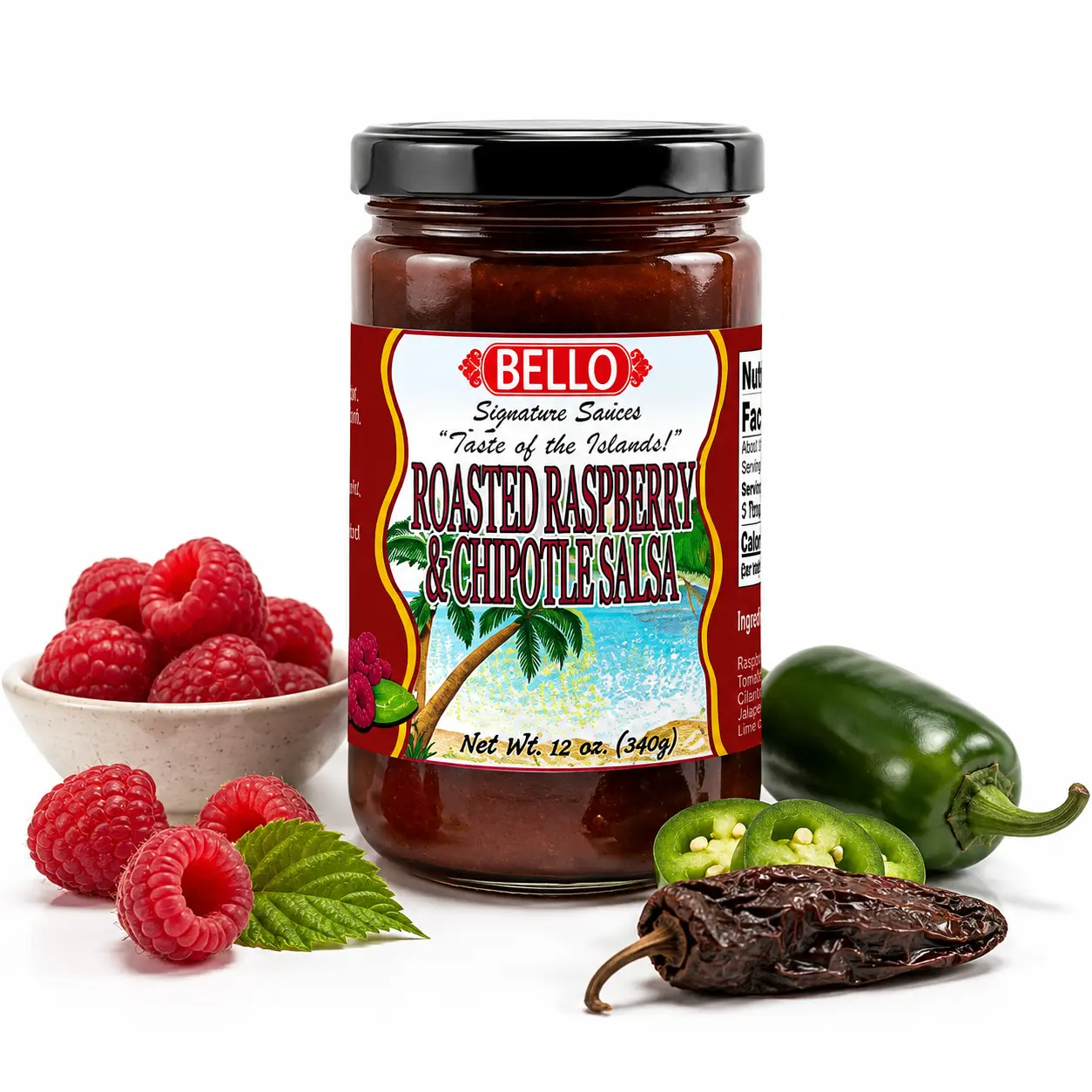 Bello Signature Raspberry Chipotle Salsa – Sweet & Smoky Raspberry Salsa with Chipotle Spice – Premium Gourmet Salsa Dip for Tortilla Chips, Tacos, Nachos, Grilled Meats, Seafood & Everyday Meals – Bold Restaurant Style Flavor