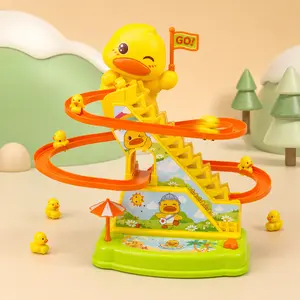 Automatic Stair-Climbing Single-Track Electric Duck Assembly Track Slide Adventure Toy for Children