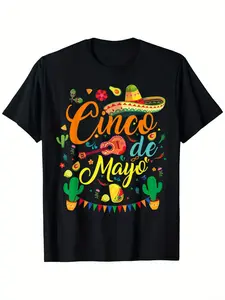 Party 5 De Mayo Men Women T-Shirt Round Neck Cotton Black T-Shirt for Women Short Sleeve T-Shirt Shirts Women T-Shirts