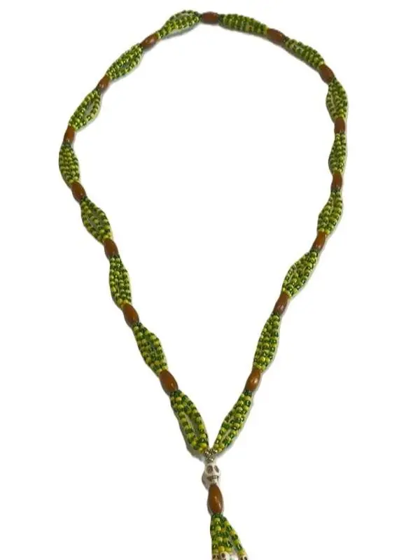Orula Handcrafted Collar Cabecero with Green & Yellow Beads Spiritual Symbolism for Yoruba Religion & Osha e Ifá Practices