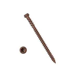 Coated Composite Deck Screws #10 x 2-3/4, Self Tapping  Screws and Deck Screws with Torx T20  Drive, Type 17 Point, Flat , 1 Free Bit Included (Brown, 75), by