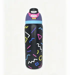 Owala 32oz FreeSip Insulated Water Bottle Retro Memphis Print Leak-proof Stainless Steel Travel Coffee Mug Keeps Drinks Cold 24H Drinkware Flasks Drinkware Flasks Bottled Portable Bottled Tumbler Funny Unicorn Sparkle Rage