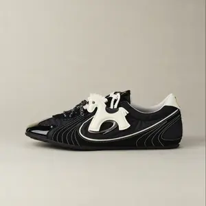 OLD ORDER Brunch Women’s Casual Sneakers, Equestrian Black Retro Low-Top Flat Sole Fashion Shoes, Year of the Horse Limited Edition Everyday Sneakers