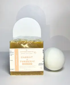 Butterlouette Carrot & Turmeric Face Soap - Cold Process Glow Bar with Carrot Juice & Turmeric for Radiant Skin