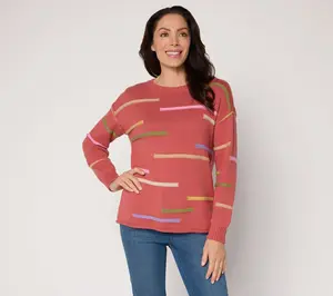 Peace Love World Novelty Stitch Crew Neck Sweater