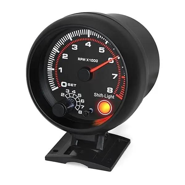Universal Car Tachometer Gauge Tacho Meter with LED Shift Light 0-8000 RPM 3.75" ABS Metal Dashboard Monitor for Various Car Models
