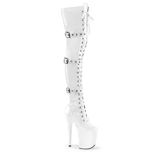 8 Inch Heel FLAMINGO-3028 White Stretch Patent