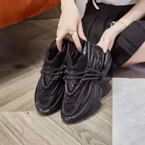 Men's and women's airship shoes, fashionable and casual, second grade leather, cowhide, breathable and height increasing platform shoes, running blue high top men's sports shoes, training shoes, runners, runners, and girls