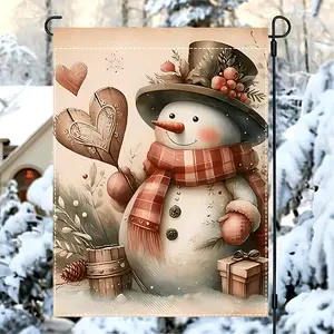 Snowman Christmas Garden Flag - Double-Sided Polyester Burlap, Durable, Waterproof, No Electricity - For Holiday Outdoor Decor - Perfect Gift for Christmas Lovers Ornaments Decoration