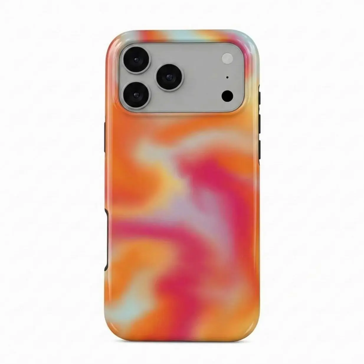 Orange Aura Gradient iPhone 17 Pro Max Shockproof Case, Aura Aesthetic Sunset Gradient Phone Case, Warm Orange Pink Dreamy Cover