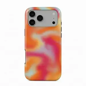 Orange Aura Gradient iPhone 17 Pro Max Shockproof Case, Aura Aesthetic Sunset Gradient Phone Case, Warm Orange Pink Dreamy Cover